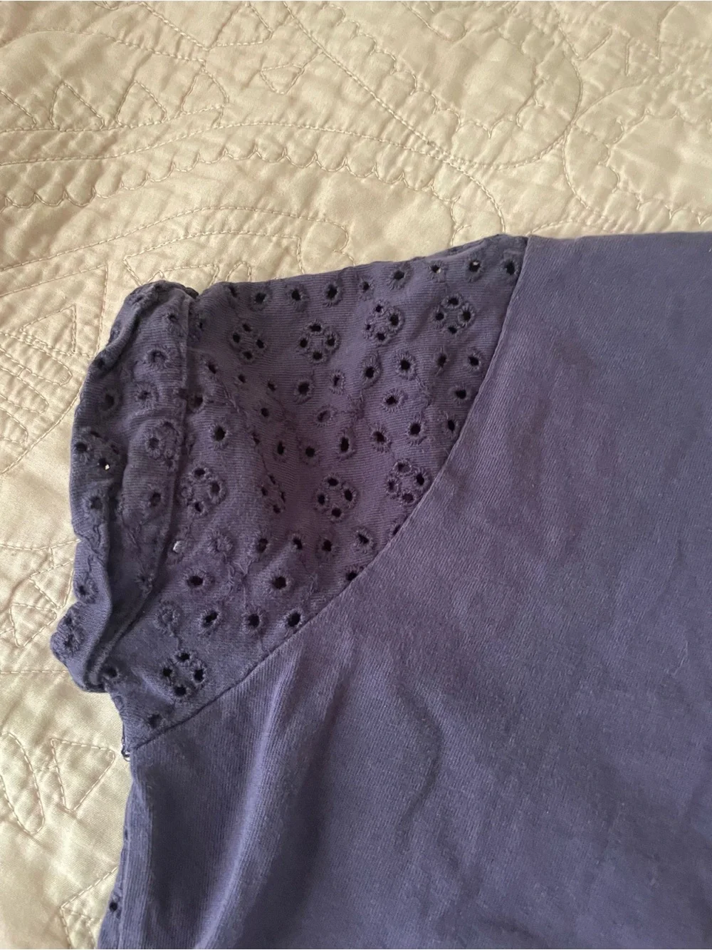 Mini Boden Navy Eyelet Pocket Tee